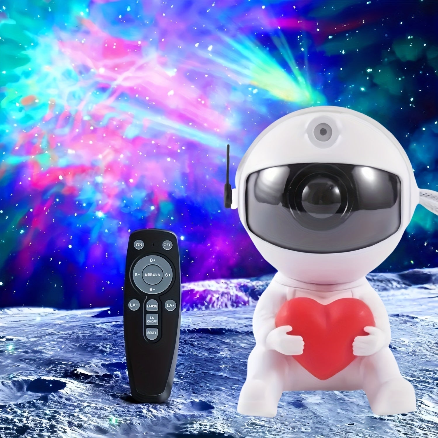 Proyector de Astronauta con Amor para Hogar, Luz Nocturna, Lámpara USB, Luz LED de Techo Nebulosa, Proyector USB, Proyector de Cielo Estrellado RGB, para Luz Galáctica, Lámpara Decorativa Ambiental, Luz de Adorno, Luz de Fiesta, Conector USB, Cambio de C