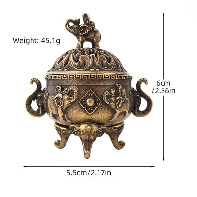 Quemador de Incienso de Aleación con Forma de Elefante de Tres Patas - Estilo Clásico, Adecuado para la Adoración Budista, Aromaterapia en la Sala de Té del Hogar, Decoración de Escritorio - Idea de Regalo Única para el Día de San Valentín