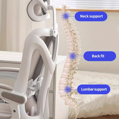Silla de juego ergonómica - Malla negra, soporte lumbar ajustable, base giratoria de 360 grados, cómoda para largas horas, ideal para uso en casa y en la oficina, silla de oficina | Silla de oficina moderna | Asiento ergonómico