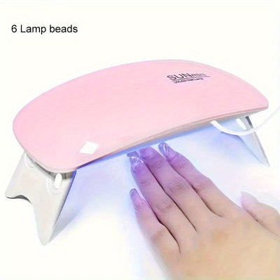 1 pieza, lámpara de uñas LED mini portátil, luz de gel, diseño de bolsillo en forma de ratón ultra compacto, ligero y fácil de llevar, seca rápidamente todos los tipos de esmalte de uñas de gel, adecuado para el hogar, viajes y salones de uñas, una herra