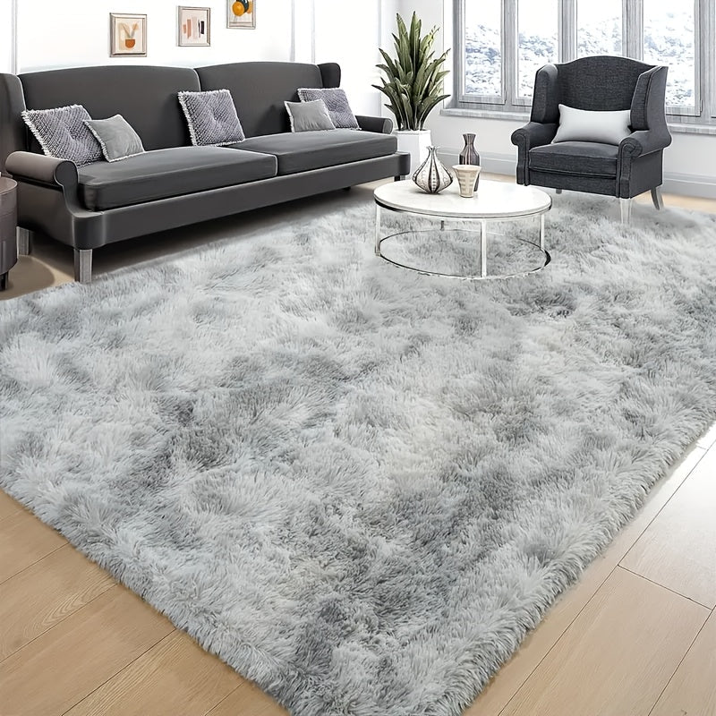 1 pieza de alfombrilla de colores mezclados/ti-dye/sólidos, material de poliéster tejido, hecha a máquina, diseño elegante rectangular, alfombras para el hogar.