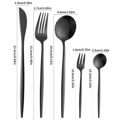 Juego de Cubiertos de Acero Inoxidable con Espejo, 30 Piezas, Apto para Lavavajillas, Ideal para 6 Personas, Incluye Cuchillos, Tenedores y Tenedores de Postre, Colección Duradera para Cocinas Hogareñas y Restaurantes