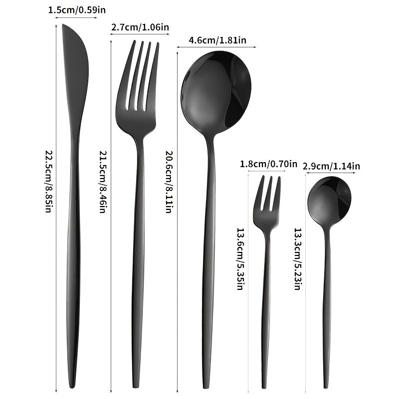 Juego de Cubiertos de Acero Inoxidable con Espejo, 30 Piezas, Apto para Lavavajillas, Ideal para 6 Personas, Incluye Cuchillos, Tenedores y Tenedores de Postre, Colección Duradera para Cocinas Hogareñas y Restaurantes