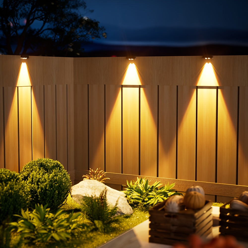Conjunto de 4 Luces Solares para Exteriores IP44, Iluminación LED Energéticamente Eficiente para Paredes en Jardín, Patio, Escaleras de Villa y Decoración Exterior - Fácil Instalación, Sin Necesidad de Control Remoto