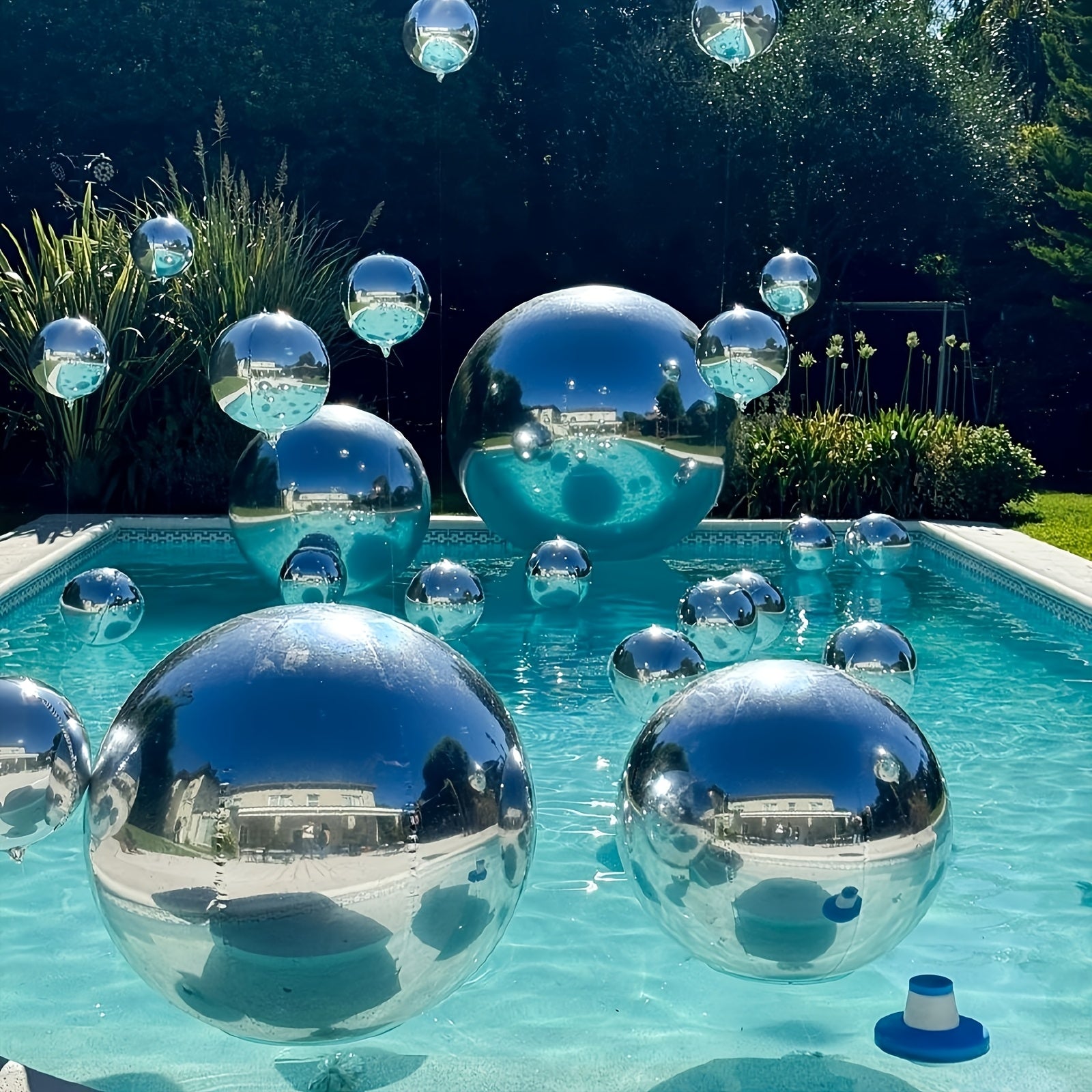 36 piezas de globos de aluminio 4D - Decoración de banquetes con efecto de flash plateado de cielo estrellado tridimensional, globos flotantes superduraderos reflectantes de 360°, artefacto de decoración de escena de boda y cumpleaños, conjunto de pelícu