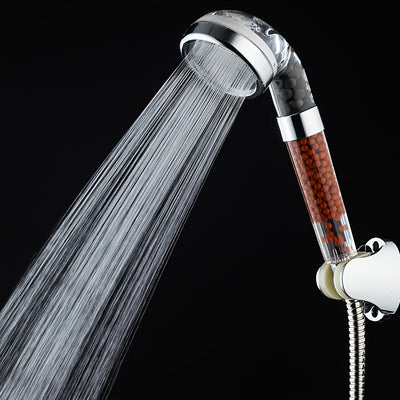 1 rociador de ducha ionizador portátil con perlas, cabezal de ducha con filtro ahorrador de agua, ducha saludable, panel perforado, accesorios para baño, cabezal de ducha para baño