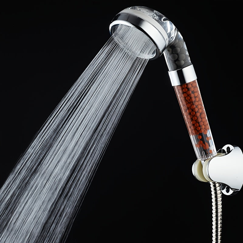 1 rociador de ducha ionizador portátil con perlas, cabezal de ducha con filtro ahorrador de agua, ducha saludable, panel perforado, accesorios para baño, cabezal de ducha para baño