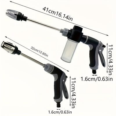 1 unidad de pistola de lavado a presión ProClean para autos, con varilla ajustable y reforzada, adaptadores rápidos de 3/4" y 1/2", boquilla multifuncional para manguera de jardín, limpieza de autos y mascotas, plástico duradero, solo lavado a mano, acce