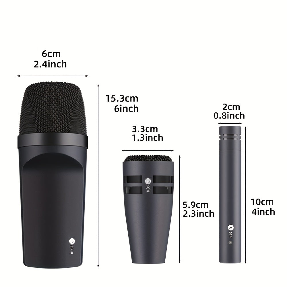 Kit de micrófono de batería G-MARK E608 de 7 piezas con cymbal dinámico, batería de bajo y snare para conjuntos de batería, DJ, instrumentos de escenario y grabación en vivo, material ABS, conexión XLR, no requiere batería.