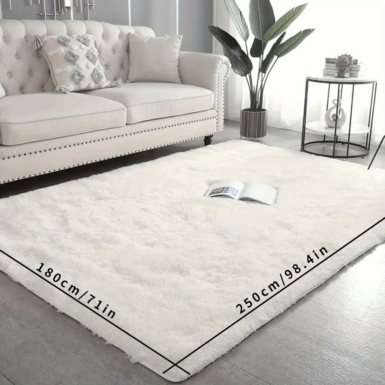 Alfombra de Pelo Ultra Suave, Alfombra de Sala Grande Blanca, Alfombra de Pelo No Deslizante, Alfombra de Lana para Sala de Estar Dormitorio Sala de Juegos Dormitorio Alfombra, Decoración de Habitación para Adolescentes, Decoración de Habitación
