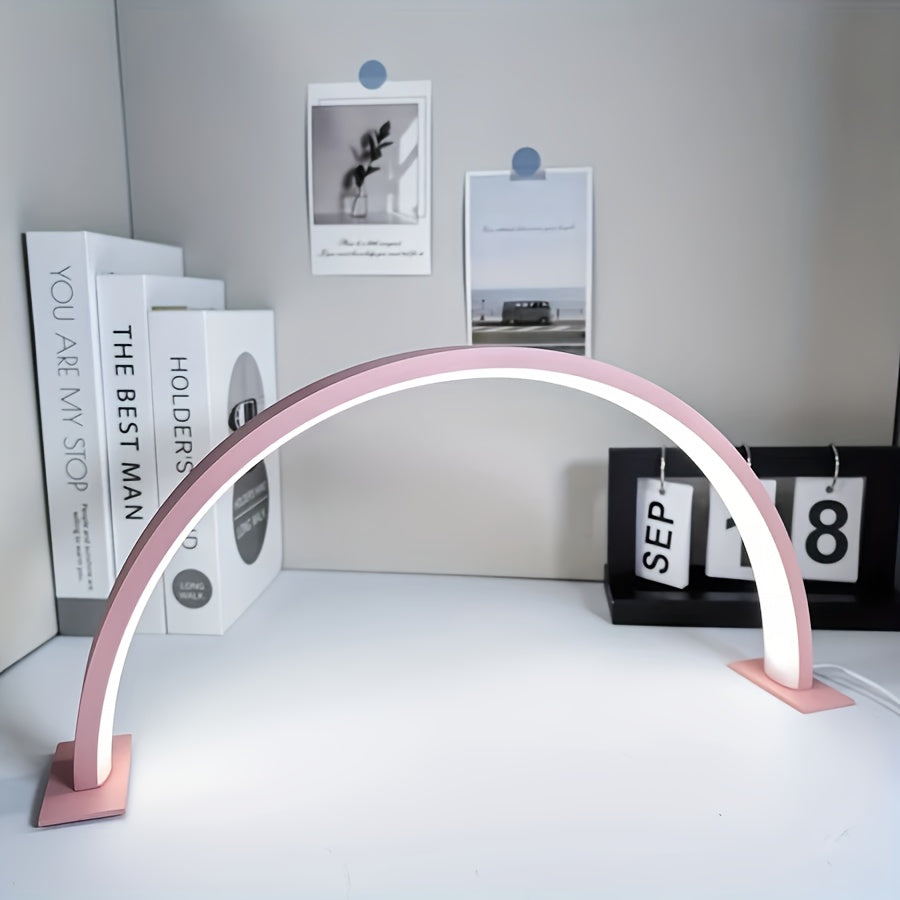 Linterna LED de Media Luna con Brillo y Temperatura de Color Ajustable, Ideal para Manicura, Extensiones de Pestañas y Cuidado de la Piel | Luz de Escritorio Moderna con Control Simple por Botón