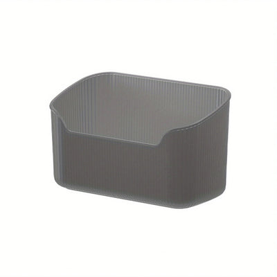 Caja organizadora de maquillaje plástica ligera, 1 pieza - Diseño elegante en blanco y gris, con múltiples compartimentos, para baño y tocador, sin necesidad de energía eléctrica, almacenamiento estético, fácil instalación