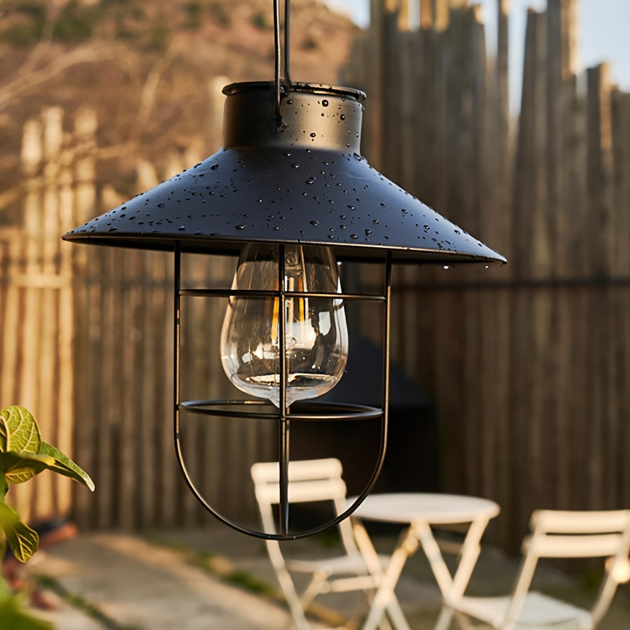 1pc/2pcs Lámpara Solar LED Vintage de Tungsteno, Estilo Retro, Farol Colgante para Flores, Decoración Exterior Jardín Balcón