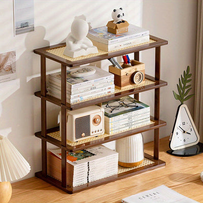 1pc Estante de Libros de Madera Moderno para Escritorio - Estante de Almacenamiento Montado en el Suelo para Sala de Estar y Estudio, Material de Madera Dura, No Requiere Electricidad, Montaje Fácil, Decoraciones para Estantes de Libros
