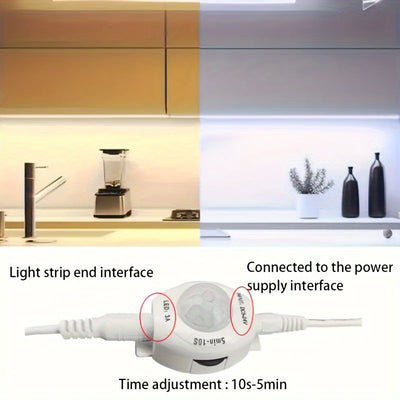 AMILL Luz de Escaleras con Sensor de Movimiento LED | Tira de Iluminación Flexible de 5m Alimentada por USB | Blanco/Cálido Doble Color | Deteción Infrarroja | Montaje en Pared, Acabado Pulido | Ideal para Escaleras, Pasillos y Gabinetes | Eficiente Ener