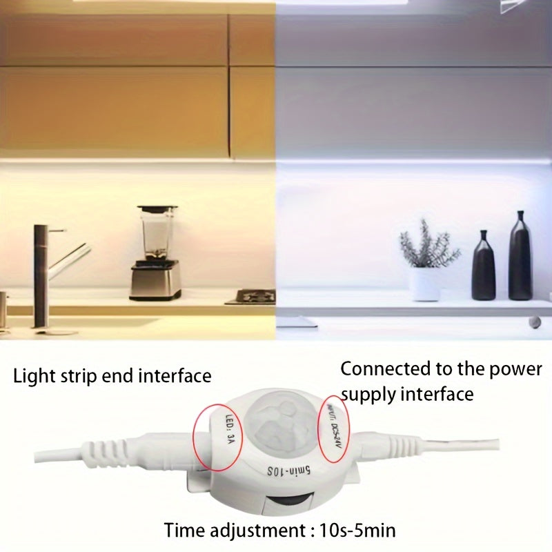 AMILL Luz de Escaleras con Sensor de Movimiento LED | Tira de Iluminación Flexible de 5m Alimentada por USB | Blanco/Cálido Doble Color | Deteción Infrarroja | Montaje en Pared, Acabado Pulido | Ideal para Escaleras, Pasillos y Gabinetes | Eficiente Ener
