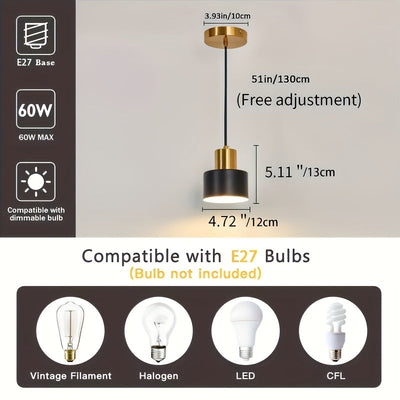 Linterna colgante moderna mini con cubierta de metal pulido, iluminación semienterrada para techo, ideal para cocina, comedor, pasillo, dormitorio - compatible con bombillas E27, incluye accesorios de instalación, alimentación por cableado (bombilla no i