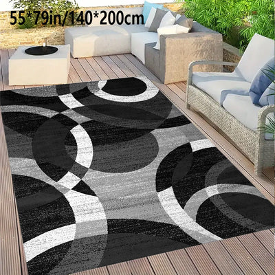 1pc Alfombra de goma negra y gris geométrica abstracta - Antideslizante, lavable en máquina de fibra de poliéster para sala, cocina, dormitorio y más - Ideal para decoración de Navidad y decoración del hogar, Alfombra de decoración de Navidad | Diseño ge