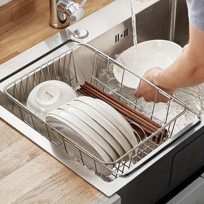 1 pieza de filtro telescópico ajustable para fregadero con brazo extensible - escurridor plegable, sin batería, accesorio moderno para cocina | soporte para platos | filtro y escurridero ajustable
