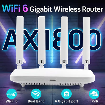 Ruta de doble banda AX1800, con 4 puertos Ethernet - WiFi de alta velocidad de 5GHz, admite hasta 32 dispositivos, compatible con EasyMesh, alto rendimiento, gran ganancia, alta sensibilidad de recepción, amplio ancho de banda, baja latencia, alta densid