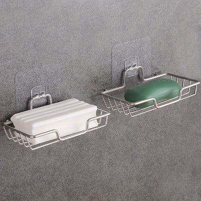 Jabonera de Acero Inoxidable de Fácil Instalación - Montaje en Pared, Diseño de Drenaje Sin Taladro para Baño y Cocina