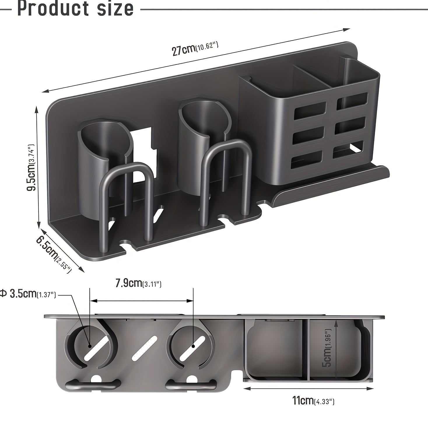 Soporte de cepillo de dientes de aluminio montable en la pared, soporte de cepillo de dientes y pasta de dientes, soporte de afeitar para ducha, sin taza, uso sin electricidad, para baños, niños