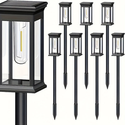 Paquete de 4/8 luces solares de hierba de tungsteno - Iluminación exterior LED para caminos, jardines, patios y corrales con diseño de montaje semienterrado, sombra de polipropileno y sin control remoto, luces solares para jardines, iluminación de camino