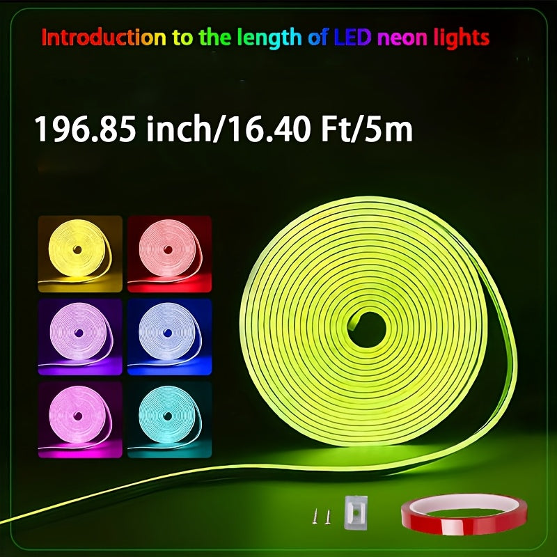 Barra de Luz LED Neon RGB Inteligente con Control Remoto de 24 Teclas - Luces LED RGBW, Alimentación USB (5V) para Fiestas, Hogar y Escenarios - Iluminación Decorativa Interior con Ajuste de Brillo y Color - Compatible con PC/TV/Mandos - Sin Necesidad de