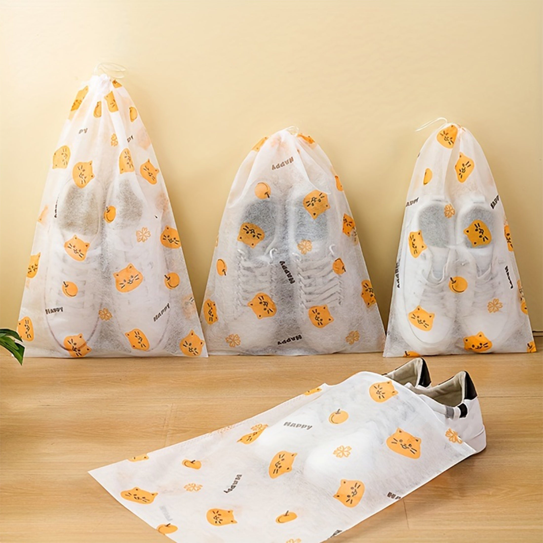 10 piezas de bolsas de almacenamiento de zapatos HEART LEAF - Pruebas de polvo, pruebas de polilla y organizador de tejido no tejido para zapatos pequeños y grandes, transparentes con cierre de cordón, mantienen tu gabinete de zapatos organizado y elegan
