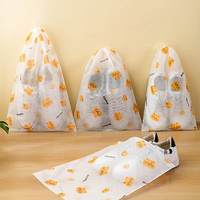 10 piezas de bolsas de almacenamiento de zapatos HEART LEAF - Pruebas de polvo, pruebas de polilla y organizador de tejido no tejido para zapatos pequeños y grandes, transparentes con cierre de cordón, mantienen tu gabinete de zapatos organizado y elegan