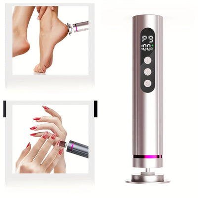 Limpiador Eléctrico de Pies 2 en 1 con 9 Velocidades, Eliminador de Callos y Uñas, Herramienta Lijadora para Pies con Disco de Papel de Lija de 2 Modos, Color Beige Claro Seco