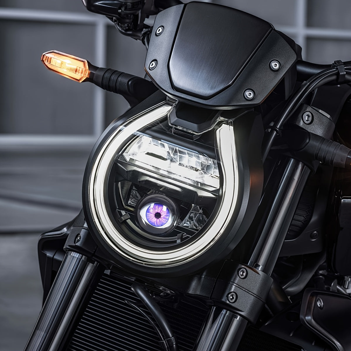 1 pieza/2 piezas luces LED decorativas de neón con diseño de ojos para auto/moto 12V, luces de modificación creativa, multicolor, ideales para decoración exterior de autos y motos, luces ambientales divertidas e interactivas