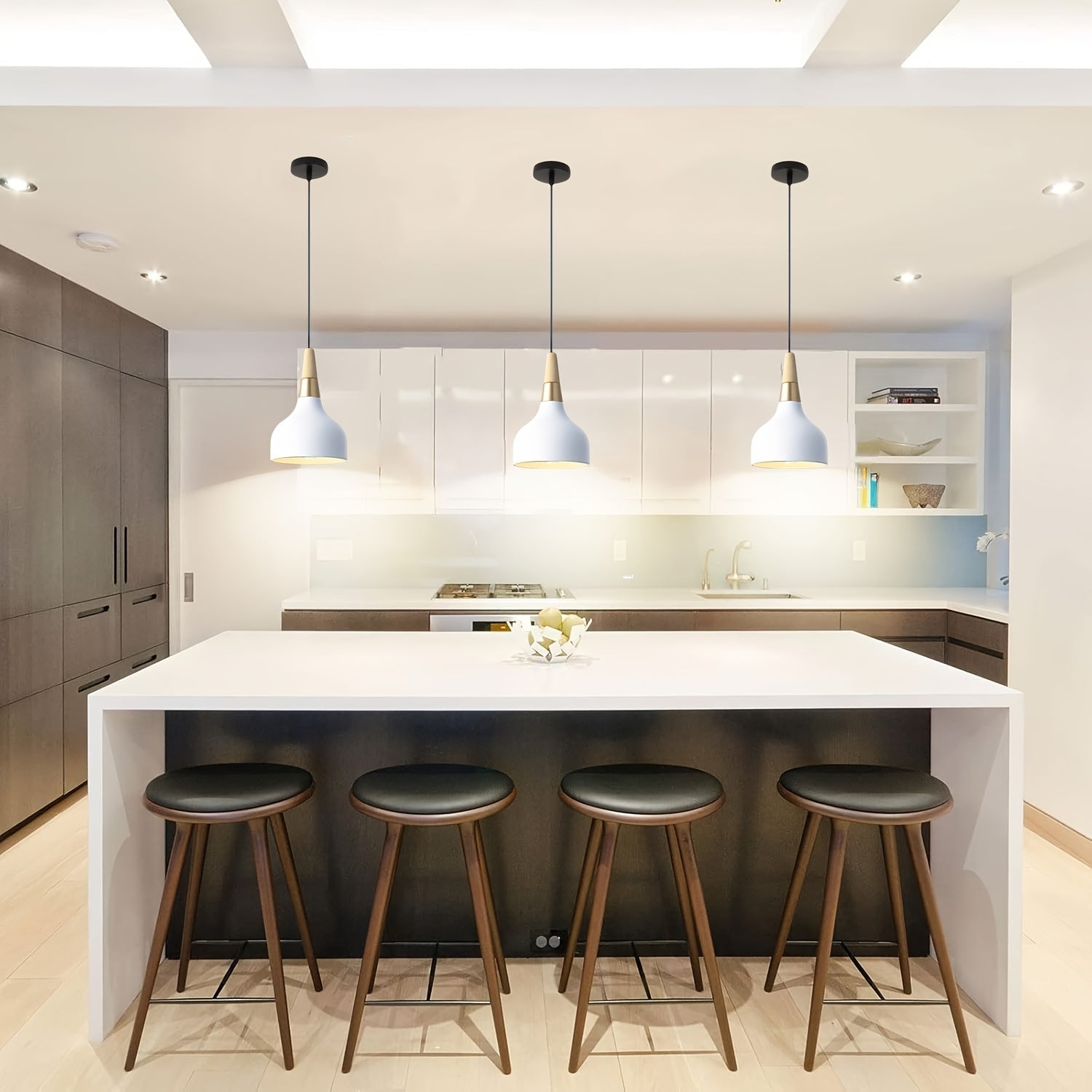 Lámpara colgante nórdica blanca moderna, lámpara colgante moderna, decoración de techo colgante, iluminación de techo para isla de cocina, lámpara colgante con cadena ajustable, adecuada para comedor, pasillo, dormitorio, sala de estar.