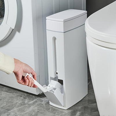 Basurero de Una Pieza con Cepillo de Gran Capacidad de 4.5L para Hogar, Función Desodorizante, Diseño Inteligente y Silencioso de Apertura/Cierre, Adecuado para Espacios del Hogar como Salón, Dormitorio, Oficina, Baño Público, Cepillo Integrado en el Con