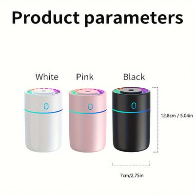 Humedificador de niebla fría con alimentación USB con funcionamiento silencioso y efectos de iluminación ambiental colorida, adecuado para uso en salones, oficinas y dormitorios