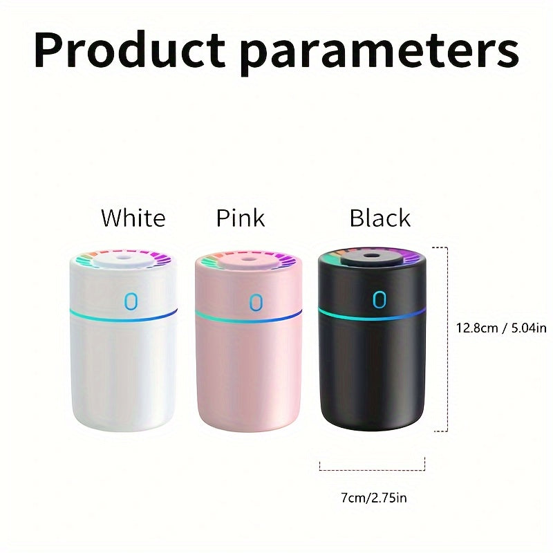 Humedificador de niebla fría con alimentación USB con funcionamiento silencioso y efectos de iluminación ambiental colorida, adecuado para uso en salones, oficinas y dormitorios