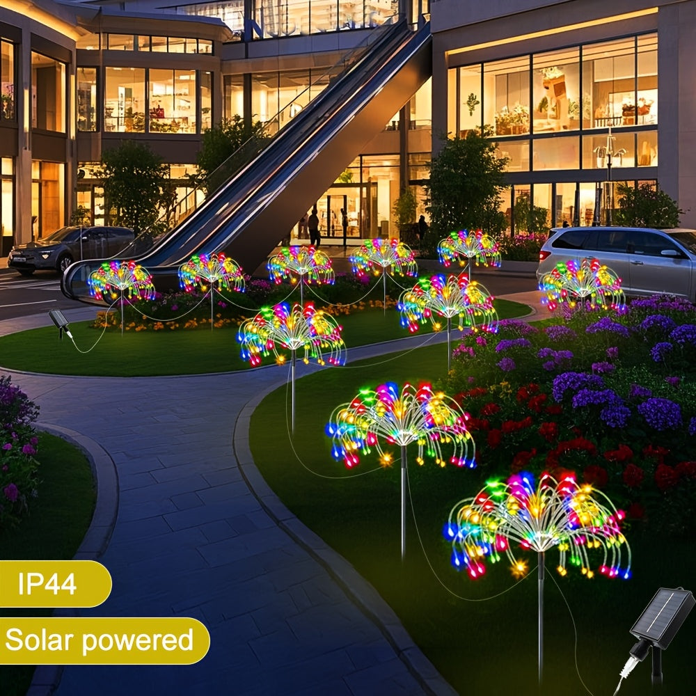 5pcs/4pcs luces solares de fuegos artificiales comerciales, 8 modos, luces navideñas para exteriores IP44, regalos perfectos para Halloween: jardines, centros comerciales, cafés, bailes y decoraciones de bodas festivas, luz solar para césped