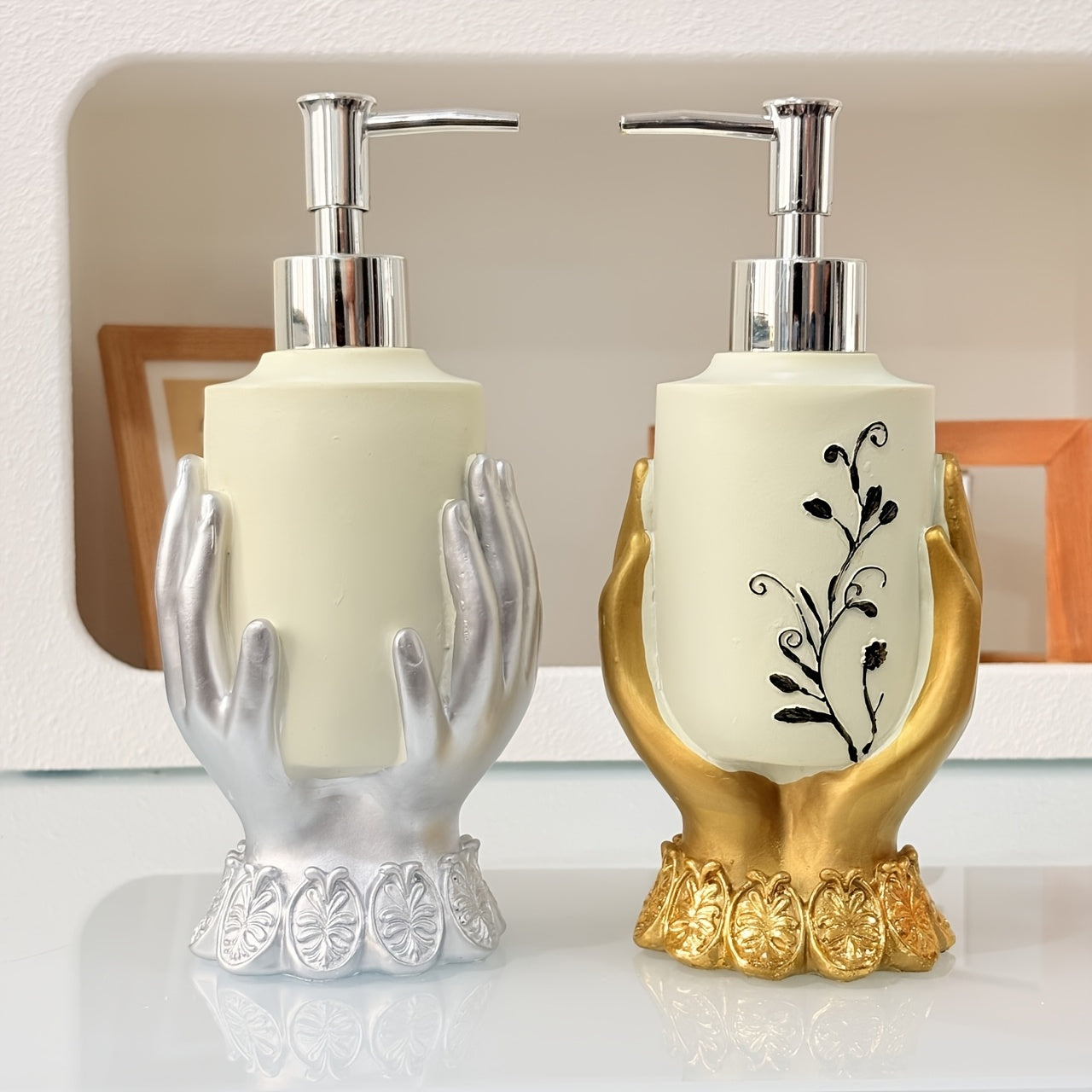 1pc Botella de Baño Dorada y Plateada, Recipiente Rellenable para Decoración del Hogar, Dispensador de Baño, Pieza Práctica para el Hogar