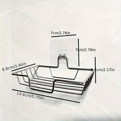 Jabonera de Acero Inoxidable de Fácil Instalación - Montaje en Pared, Diseño de Drenaje Sin Taladro para Baño y Cocina