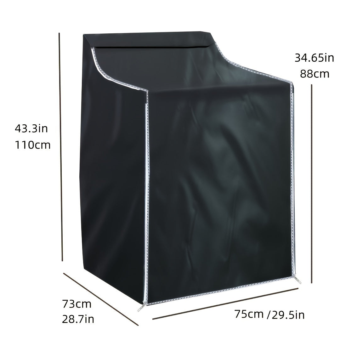 Cubierta de polvo para lavadora y secadora con apertura frontal - Protección solar, no requiere batería, compatible con electrodomésticos de estilo americano, negro con cremallera blanca, accesorio para lavadora y secadora, accesorio para electrodoméstic