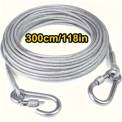 1 Juego, Línea de ropa de acero inoxidable con cable de acero duradero - Resistente a mordeduras, portátil, ideal para lavado en interiores/exterior, accesorios de camping, baños y dormitorios, equipo de camping | Línea de ropa moderna | Construcción dur
