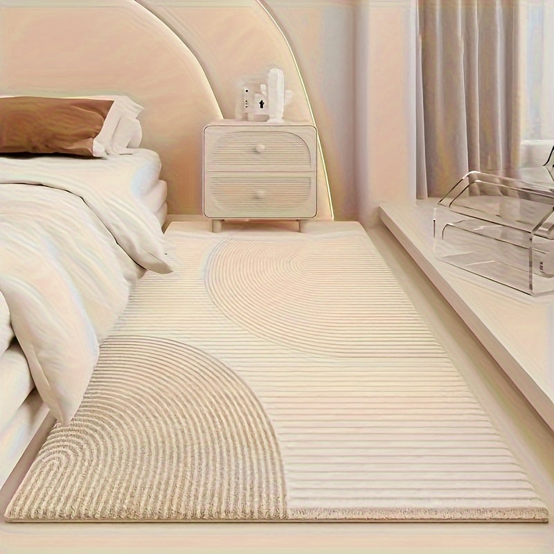 Alfombra moderna minimalista lavable de imitación a cachemir – Antideslizante, diseño plegable con patrón de rayas elegantes para sala, dormitorio, comedor y más, tapetes para sala