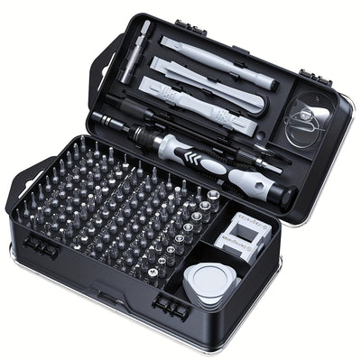 Juego de 115 destornilladores de precisión de acero cromo vanadio, kit de herramientas magnéticas, antideslizante, mango ergonómico, ideal para electrónicos, celulares, laptops, relojes, resistente a golpes, con cabezas domo, hexagonales, pentagonales y