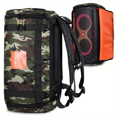 Bolsa de viaje de altavoz Partybox 110, camuflaje con acceso de cremallera, ventana de sonido coincidente para operación fácil, estuche de equipo de música