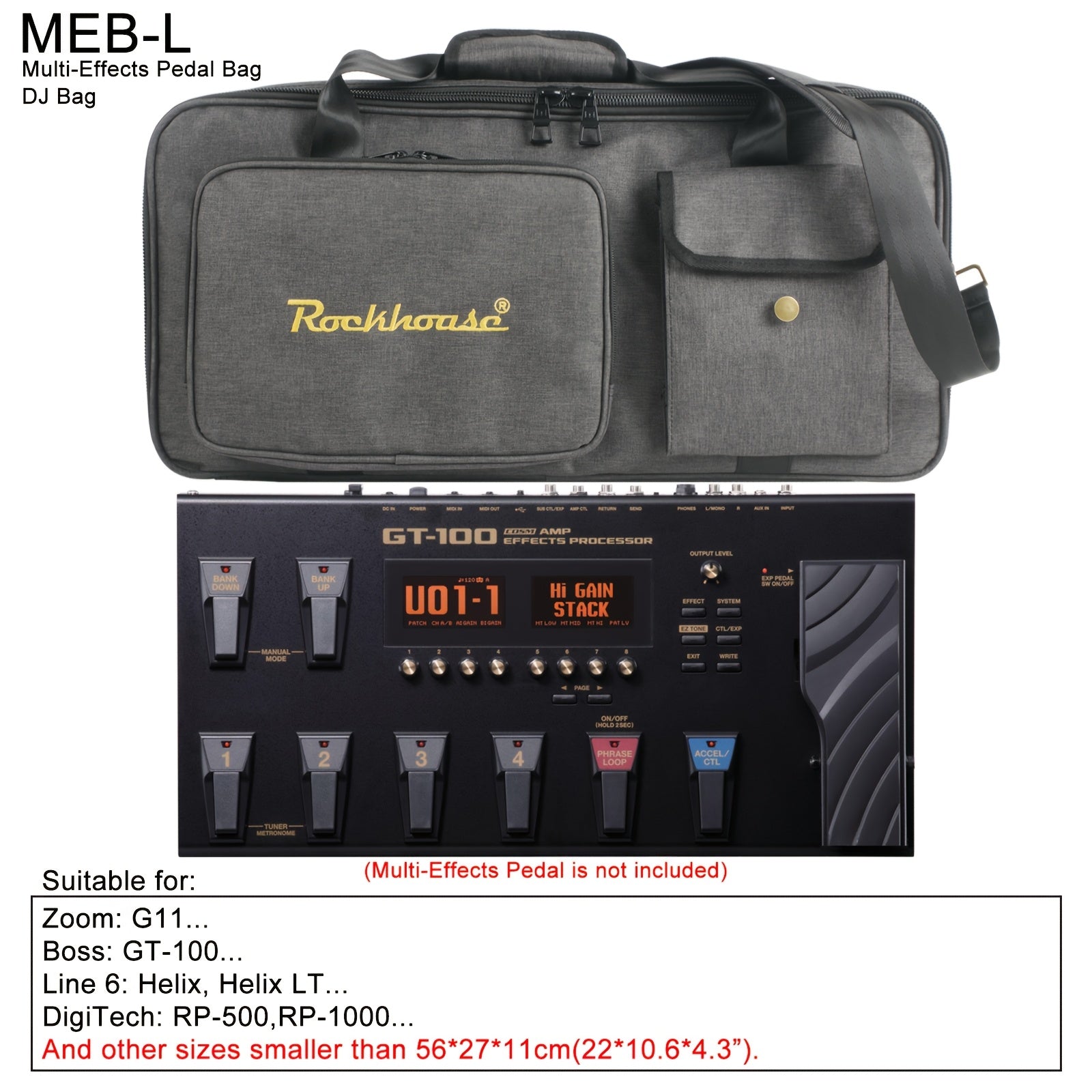 Estuche Profesional Portátil Multi-Efecto para Pedales - Bolsa Resistente Gris para Controladores DJ y Equipos con Múltiples Compartimentos, Costuras Reforzadas, Cremalleras Doradas y Asas Ergonómicas para Músicos, Uso en Directos y Estudio, Funda para P