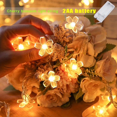 Luces de hada de flor de cerezo, 1 cadena, operadas por batería, flor de LED amarilla, eficientes en energía, de plástico, para hogar jardín, boda, vacaciones, Navidad, fiesta, decoración de campamento al aire libre, control de interruptor, sin mando a d