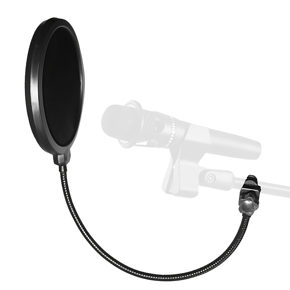 Accesorios de micrófono, funda de micrófono con filtro anti-pop, escudo de micrófono portátil para reducción de ruido de grabación, grabación de estudio de micrófono, 360° gancho de cuello de ganso, brazo estabilizador