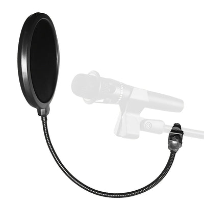 Accesorios de micrófono, funda de micrófono con filtro anti-pop, escudo de micrófono portátil para reducción de ruido de grabación, grabación de estudio de micrófono, 360° gancho de cuello de ganso, brazo estabilizador