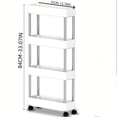 Estante móvil para cocina con ruedas - Organizador ahorrador de espacio para encima del refrigerador, carrito plástico resistente con múltiples niveles para despensa, baño y espacios estrechos, fácil de armar sin herramientas