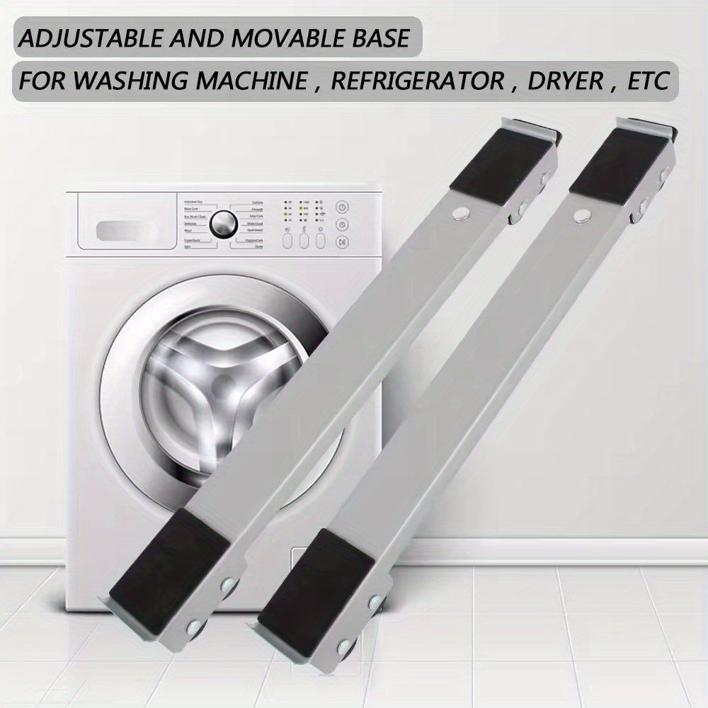 2 Piezas de Carro Ajustable para Electrodomésticos con 24 Ruedas, Cojín Antideslizante y Frenos - Sin Batería Necesaria para Refrigerador, Lavadora, Secadora, Muebles - Accesorios para Hogar, Soporte Resistente, Diseño Ergonómico con Palanca, Ruedas Equi